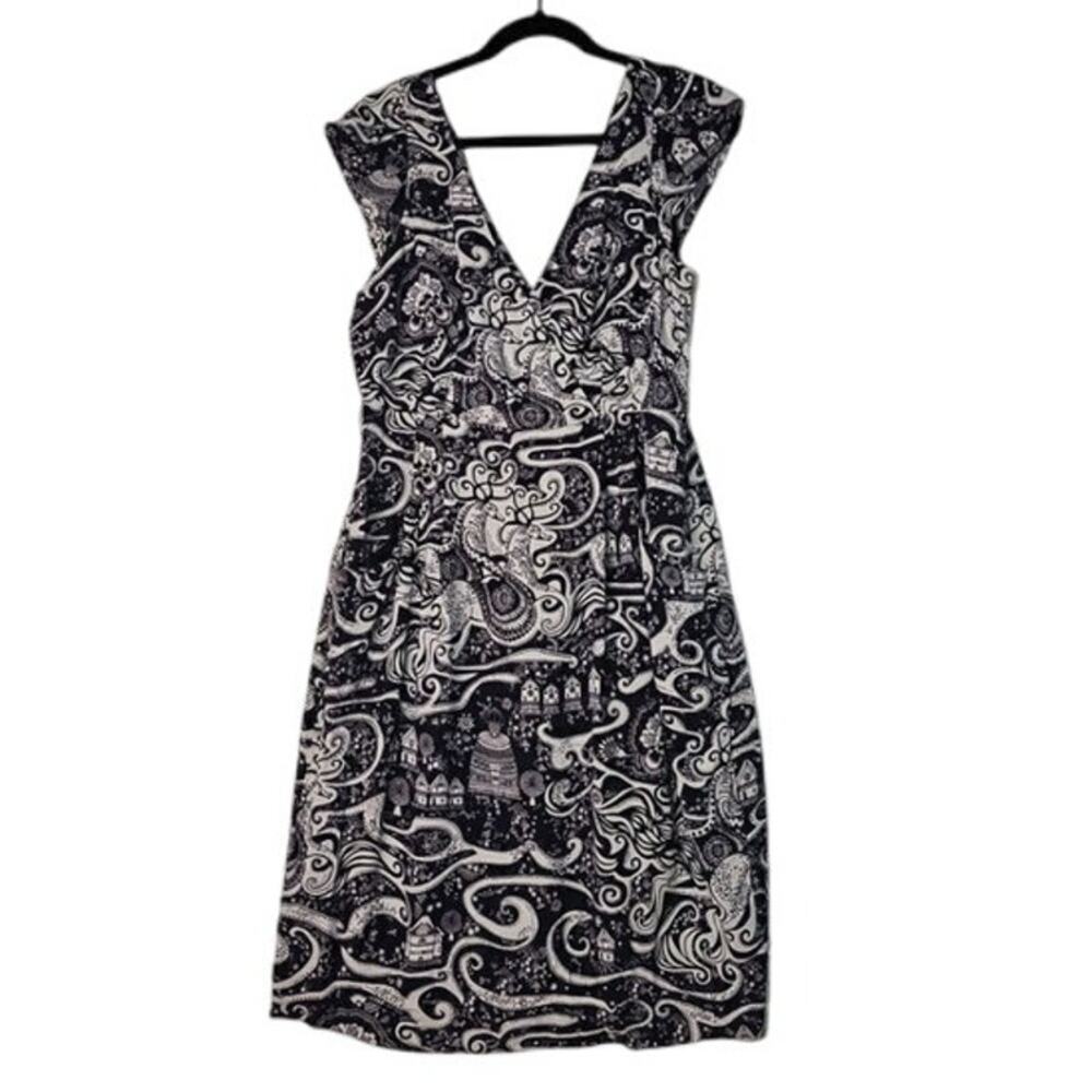 Anthropologie by Moulinette soeur Black Swirling villages Women's size 12